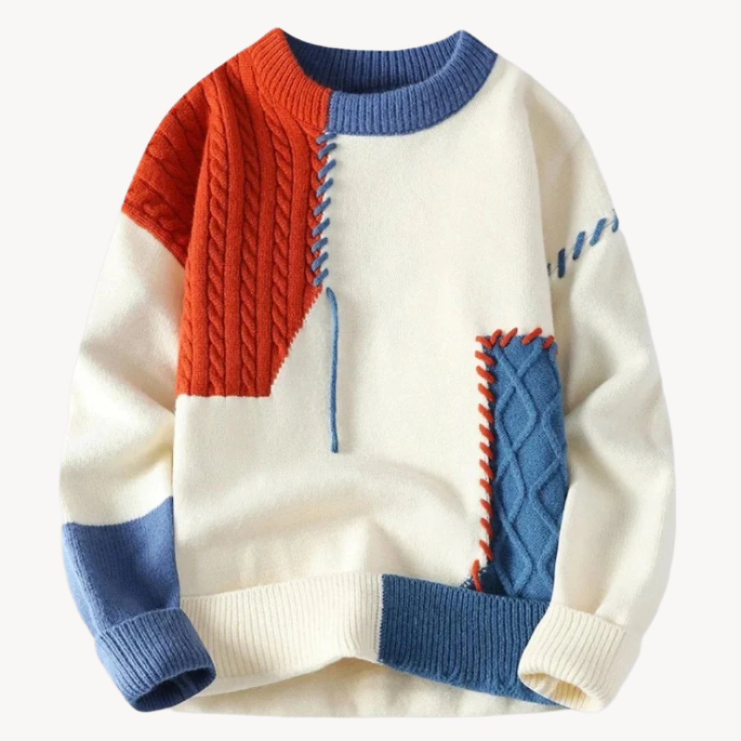 Giulio - Elegante maglione patchwork lavorato
